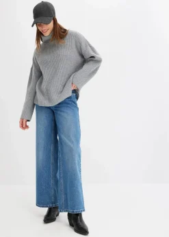 bonprix Bekleidung·Umstandsmode|Bekleidung·Jeans|Gerippter Rollkragenpullover hellgrau meliert