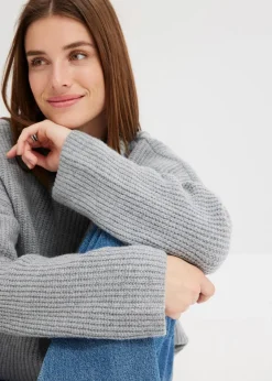 bonprix Bekleidung·Umstandsmode|Bekleidung·Jeans|Gerippter Rollkragenpullover hellgrau meliert