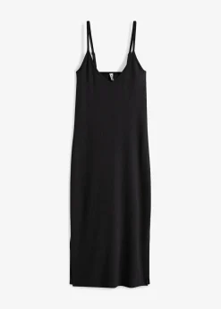 bonprix Bekleidung·Pullover & Strickjacken|Kleider|Geripptes Bodycon-Kleid aus elastischem Baumwoll-Mix schwarz
