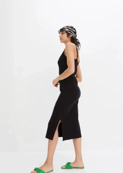 bonprix Bekleidung·Pullover & Strickjacken|Kleider|Geripptes Bodycon-Kleid aus elastischem Baumwoll-Mix schwarz