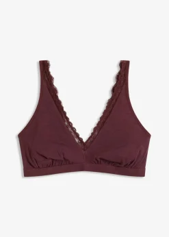 Geripptes Bralette mit Bio-Baumwolle und Spitze|bonprix Online