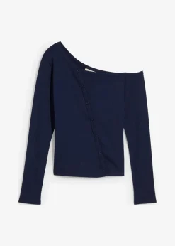 bonprix Nachhaltigere Materialien|Shirts & Tops|Geripptes Langarmshirt dunkelblau