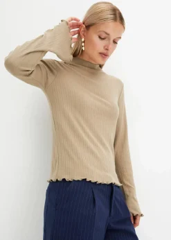 bonprix Shirts & Tops|Geripptes Langarmshirt new khaki