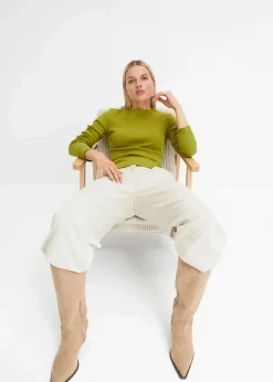 Geripptes Langarmshirt aus reiner Baumwolle|bonprix New