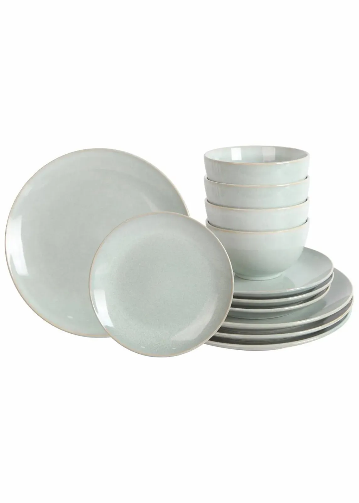 bonprix Geschirr & Servieren|Geschirr-Set (12-tlg. Set) graugrün