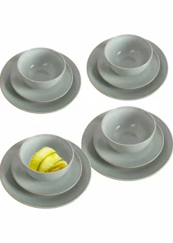 bonprix Geschirr & Servieren|Geschirr-Set (12-tlg. Set) graugrün