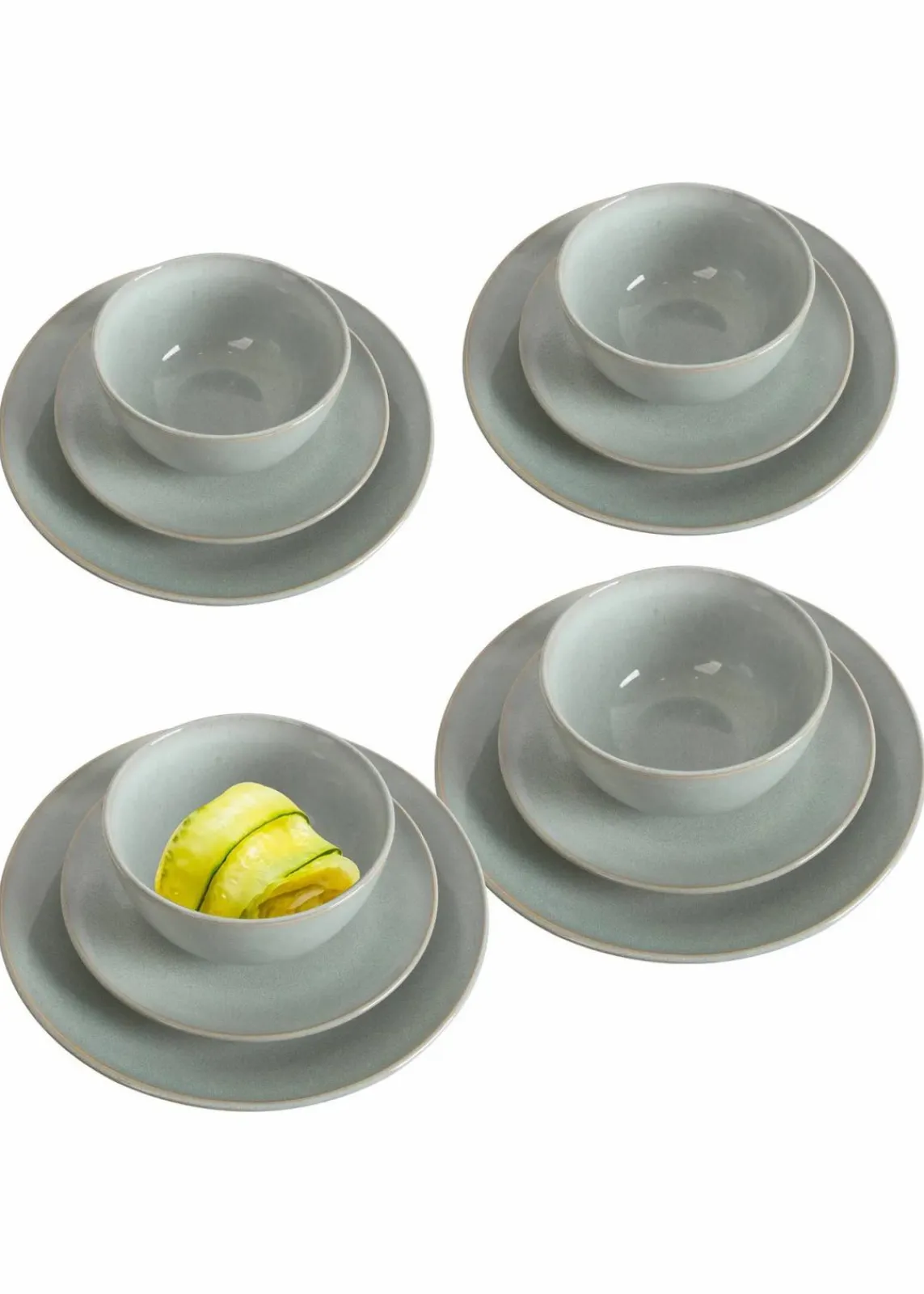 bonprix Geschirr & Servieren|Geschirr-Set (12-tlg. Set) graugrün