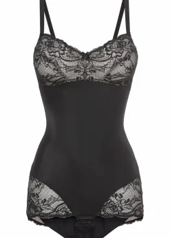 bonprix Wäsche·Bodies|Wäsche·Dessous|Geschmückter Medium Shape Body schwarz/sandbeige