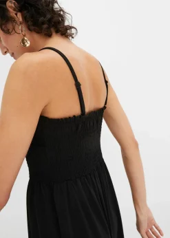 bonprix Bekleidung·Pullover & Strickjacken|Kleider|Gesmoktes Trägerkleid aus leichtem Crêpe schwarz