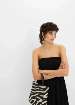 bonprix Bekleidung·Pullover & Strickjacken|Kleider|Gesmoktes Trägerkleid aus leichtem Crêpe schwarz