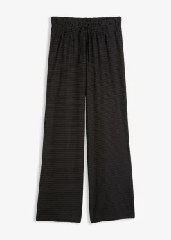 bonprix Bekleidung·Kleider|Hosen|Gestreifte Jersey-Hose mit Kordelzug aus Baumwoll-Mix anthrazit meliert/schwarz gestreift