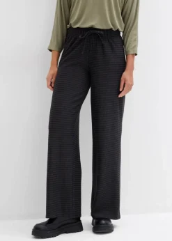 bonprix Bekleidung·Kleider|Hosen|Gestreifte Jersey-Hose mit Kordelzug aus Baumwoll-Mix anthrazit meliert/schwarz gestreift