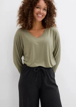 bonprix Bekleidung·Kleider|Hosen|Gestreifte Jersey-Hose mit Kordelzug aus Baumwoll-Mix anthrazit meliert/schwarz gestreift