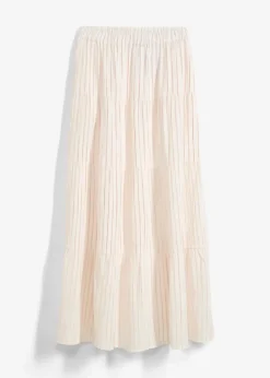 bonprix Röcke|Bekleidung·Sportbekleidung|Gestreifter Maxirock aus reiner Baumwolle rosenquarz/wollweiß gestreift