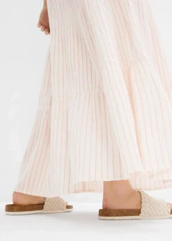 bonprix Röcke|Bekleidung·Sportbekleidung|Gestreifter Maxirock aus reiner Baumwolle rosenquarz/wollweiß gestreift