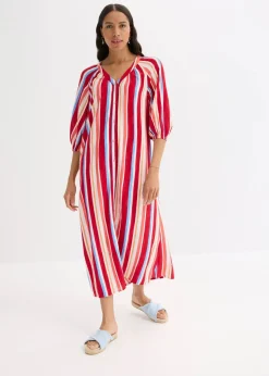 gestreiftes Kaftan-Kleid aus strukturierter Viskose|bonprix New