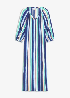 gestreiftes Kaftan-Kleid aus strukturierter Viskose|bonprix Clearance