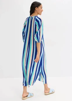 gestreiftes Kaftan-Kleid aus strukturierter Viskose|bonprix Clearance