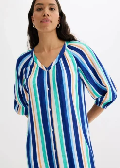 gestreiftes Kaftan-Kleid aus strukturierter Viskose|bonprix Clearance