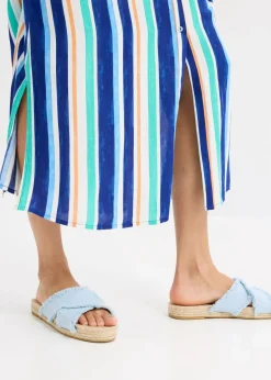 gestreiftes Kaftan-Kleid aus strukturierter Viskose|bonprix Clearance