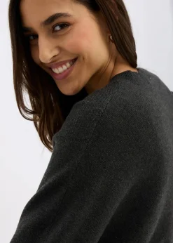 bonprix Kleider|Nachhaltigere Materialien|Gestricktes Kleiderset (2-tlg. Set) anthrazit meliert