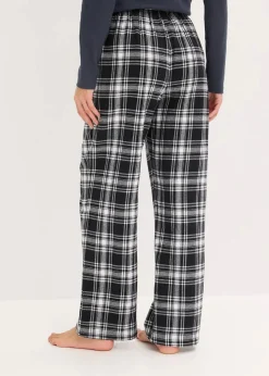 bonprix Wäsche·Nachtwäsche|Nachtwäsche|Gewebte Pyjamahose aus Flanell schwarz/weiß kariert