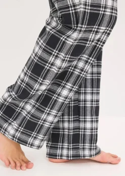 bonprix Wäsche·Nachtwäsche|Nachtwäsche|Gewebte Pyjamahose aus Flanell schwarz/weiß kariert