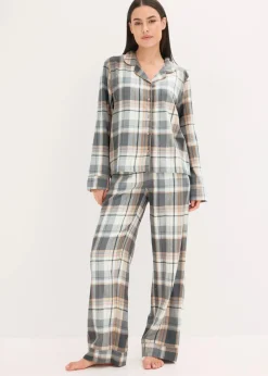 Gewebter Flanell Pyjama mit Glitzergarn und Geschenktasche|bonprix