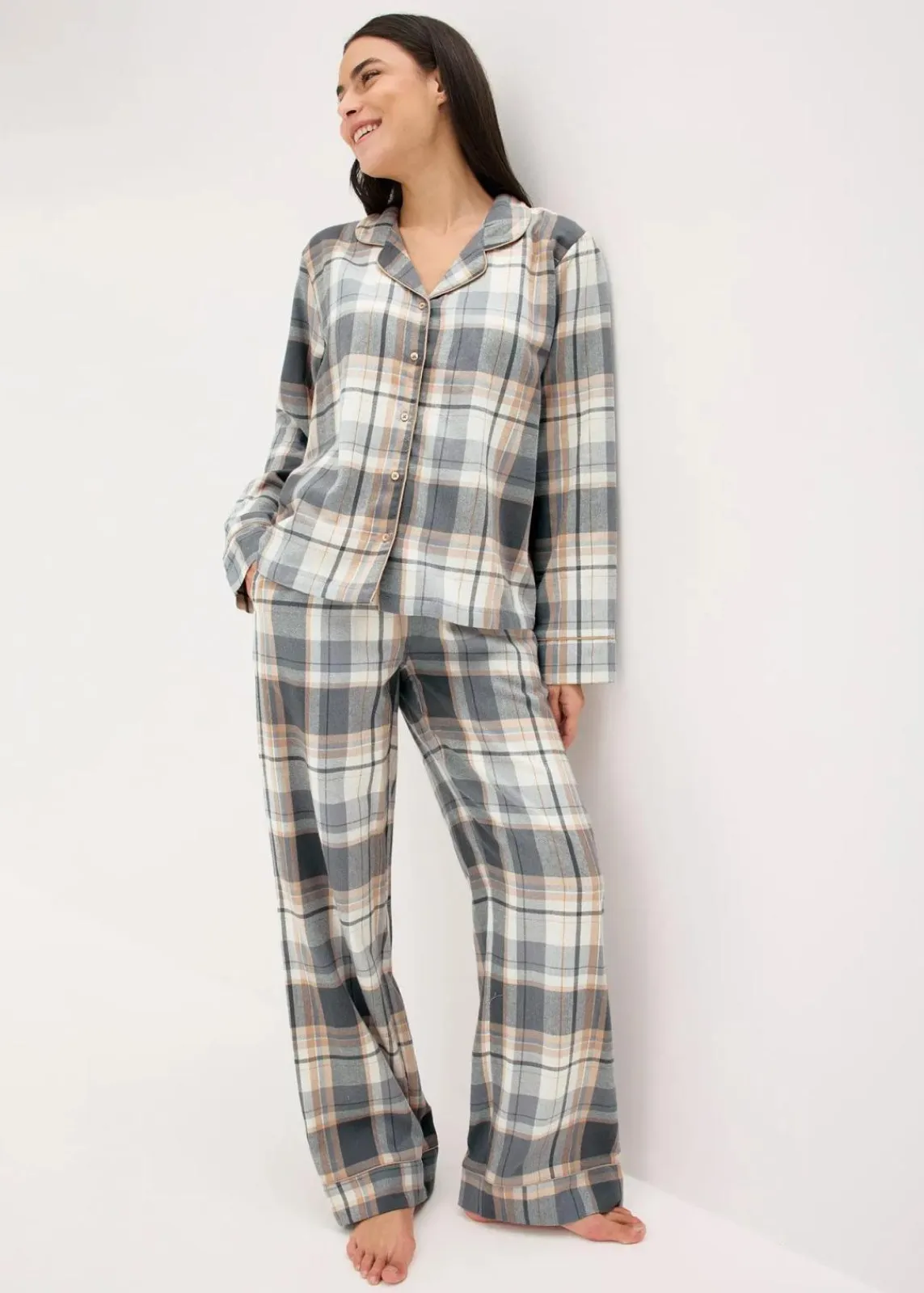 Gewebter Flanell Pyjama mit Glitzergarn und Geschenktasche|bonprix