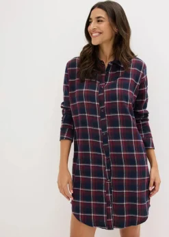 Gewebtes Nachthemd aus Flanell mit Knopfleiste|bonprix New
