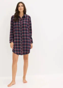 Gewebtes Nachthemd aus Flanell mit Knopfleiste|bonprix New