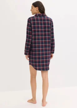 Gewebtes Nachthemd aus Flanell mit Knopfleiste|bonprix New