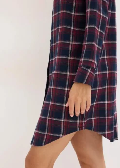 Gewebtes Nachthemd aus Flanell mit Knopfleiste|bonprix New