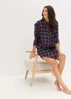 Gewebtes Nachthemd aus Flanell mit Knopfleiste|bonprix New