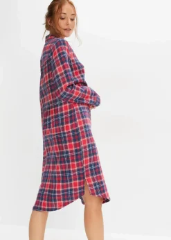 Gewebtes Nachthemd aus Flanell mit Knopfleiste|bonprix