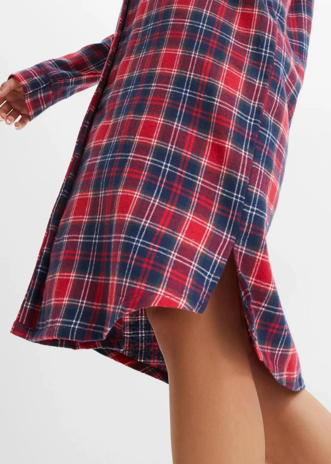 Gewebtes Nachthemd aus Flanell mit Knopfleiste|bonprix