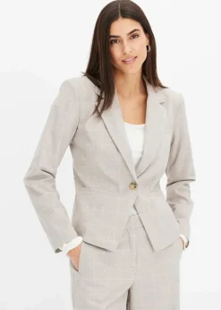 bonprix Bekleidung·Basics|Blazer|Glencheck Blazer hellgrau/hellrosa kariert