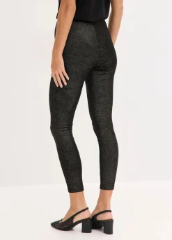 bonprix Hosen|Bekleidung·Kleider|Glitzer Leggings aus Samt schwarz/gold