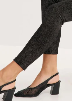 bonprix Hosen|Bekleidung·Kleider|Glitzer Leggings aus Samt schwarz/gold