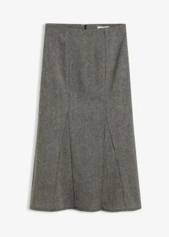 bonprix Bekleidung·Sportbekleidung|Röcke|Godetrock in Tweedoptik schwarz/wollweiß meliert