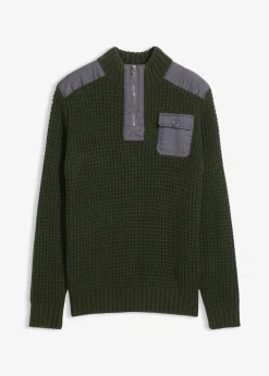 Grobstrick Troyer Pullover mit Web-Besatz|bonprix