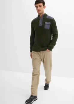 Grobstrick Troyer Pullover mit Web-Besatz|bonprix