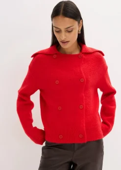 bonprix Bekleidung·Umstandsmode|Pullover & Strickjacken|Grobstrickjacke lavarot