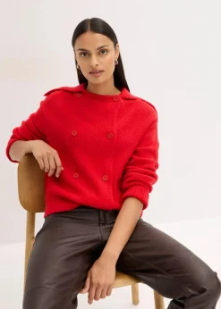 bonprix Bekleidung·Umstandsmode|Pullover & Strickjacken|Grobstrickjacke lavarot