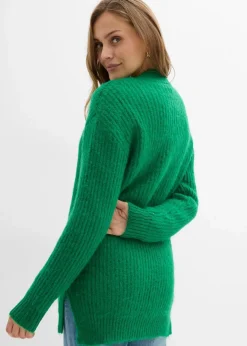 bonprix Bekleidung·Jeans|Pullover & Strickjacken|Grobstrickjacke aus weichem Wollmix edelsteingrün