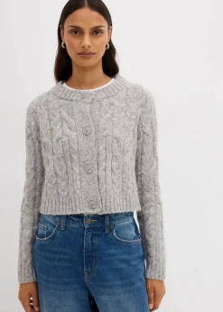 Grobstrickjacke aus weichem Woll-Mix|bonprix Clearance