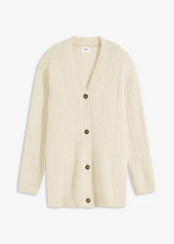 bonprix Bekleidung·Jeans|Pullover & Strickjacken|Grobstrickjacke aus weichem Wollmix cremeweiß