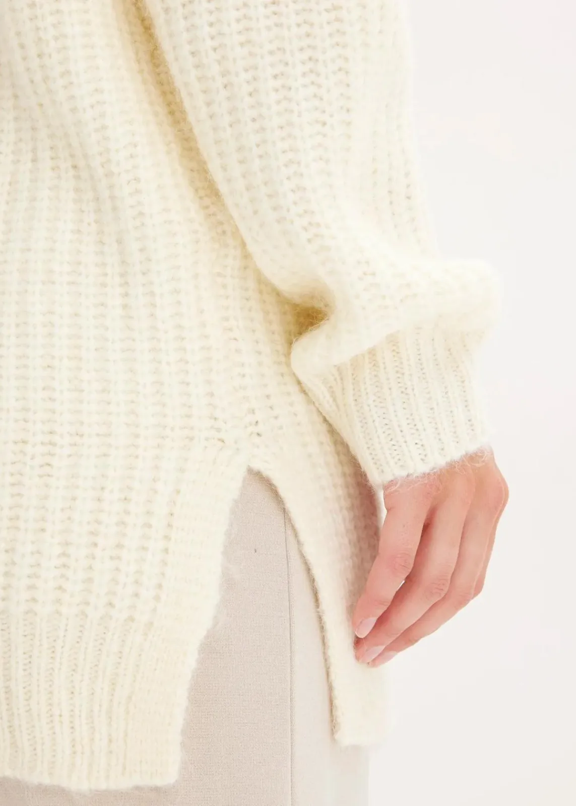 bonprix Bekleidung·Jeans|Pullover & Strickjacken|Grobstrickjacke aus weichem Wollmix cremeweiß