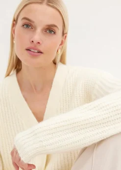 bonprix Bekleidung·Jeans|Pullover & Strickjacken|Grobstrickjacke aus weichem Wollmix cremeweiß