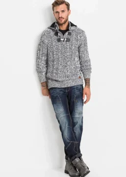 Grobstrick-Kapuzenpullover mit Baumwolle|bonprix Clearance